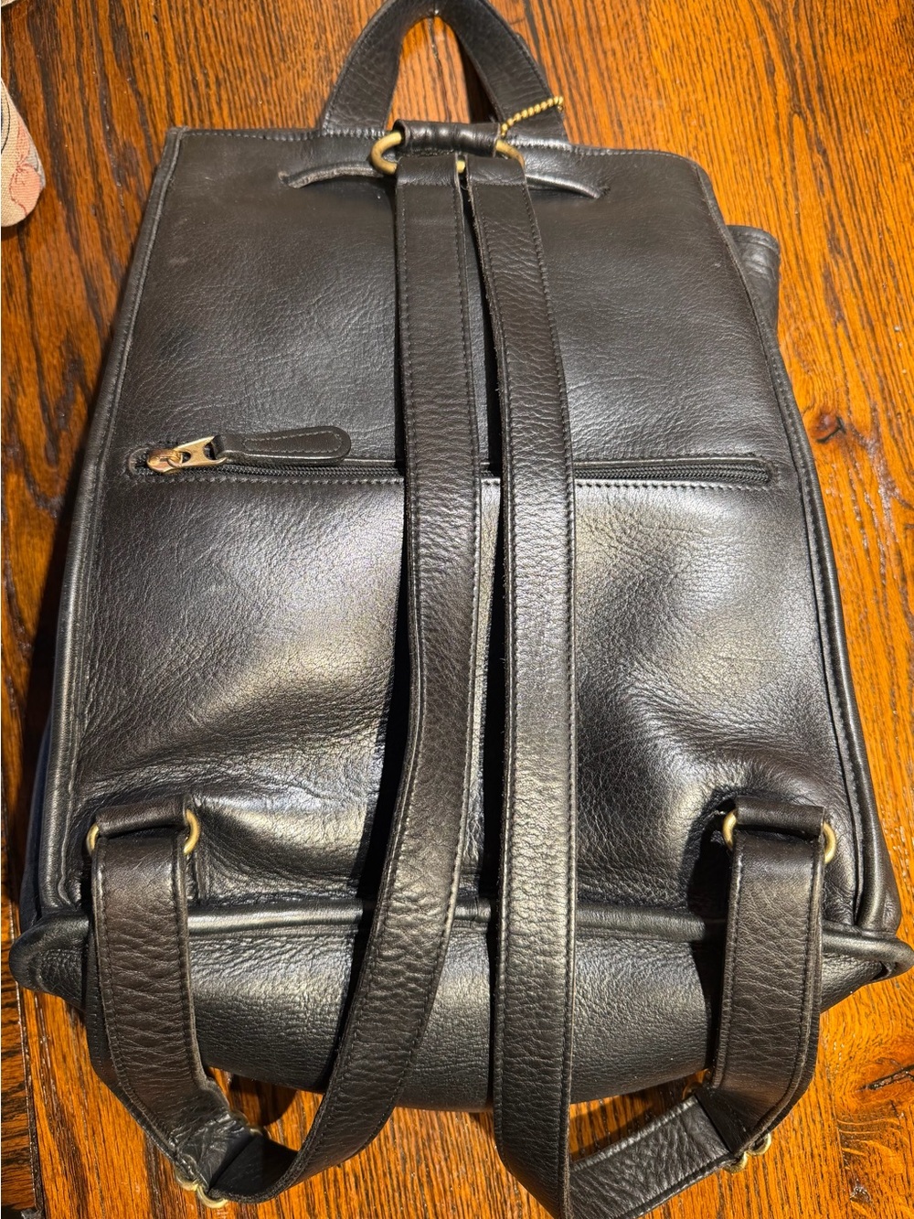 Coach Black Leather Backpack with Gold Turn-Lock - Picture 9 of 16